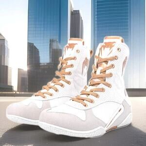 New! Venum Elite Boxing Shoes White/Gold Mens 13 Women's 14.5 $160